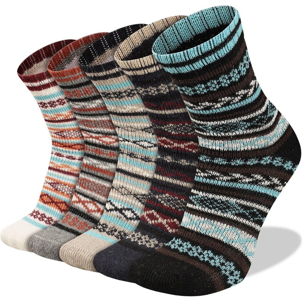 Men's Winter Wool Socks Thermal Warm Soft Crew Socks (5 Pairs) - Picture 1 of 7